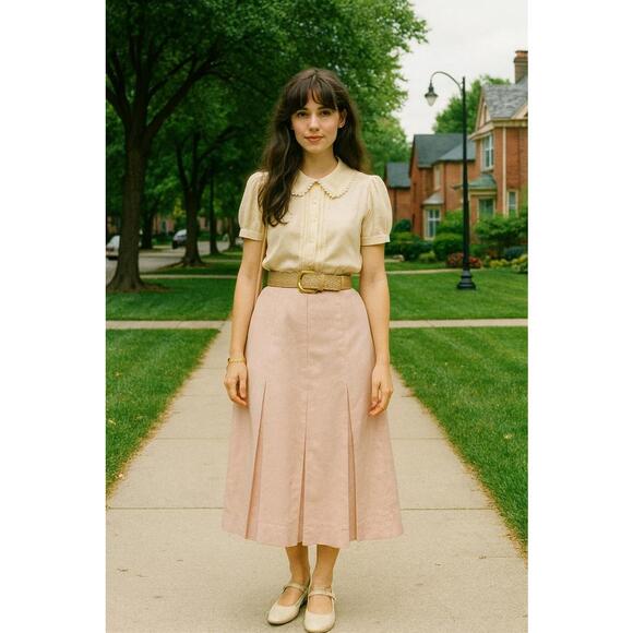 Vintage Barbiecore Christian Dior The Suit Lined Maxi‎ Skirt Kick Pleat Size 8